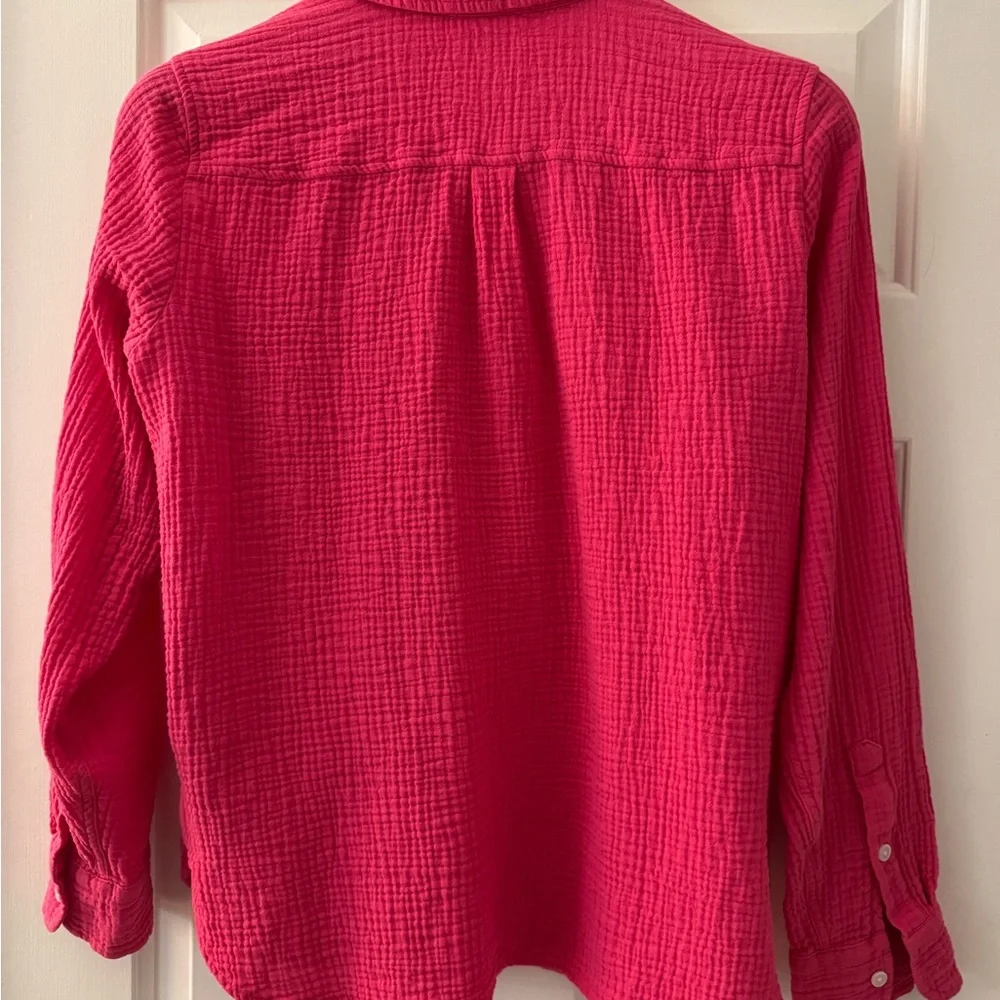 J. Crew Hot Pink Button-Down Gauze Shirt